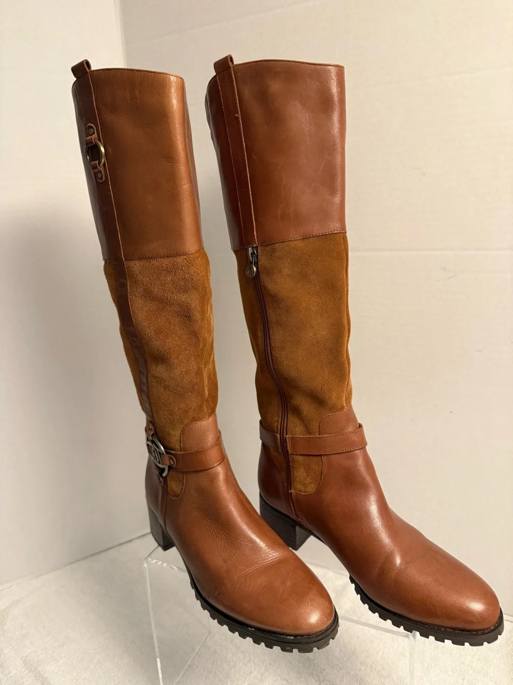 🤎 Etienne Aigner Leather & Suede Knee-High Riding Boots Size 7